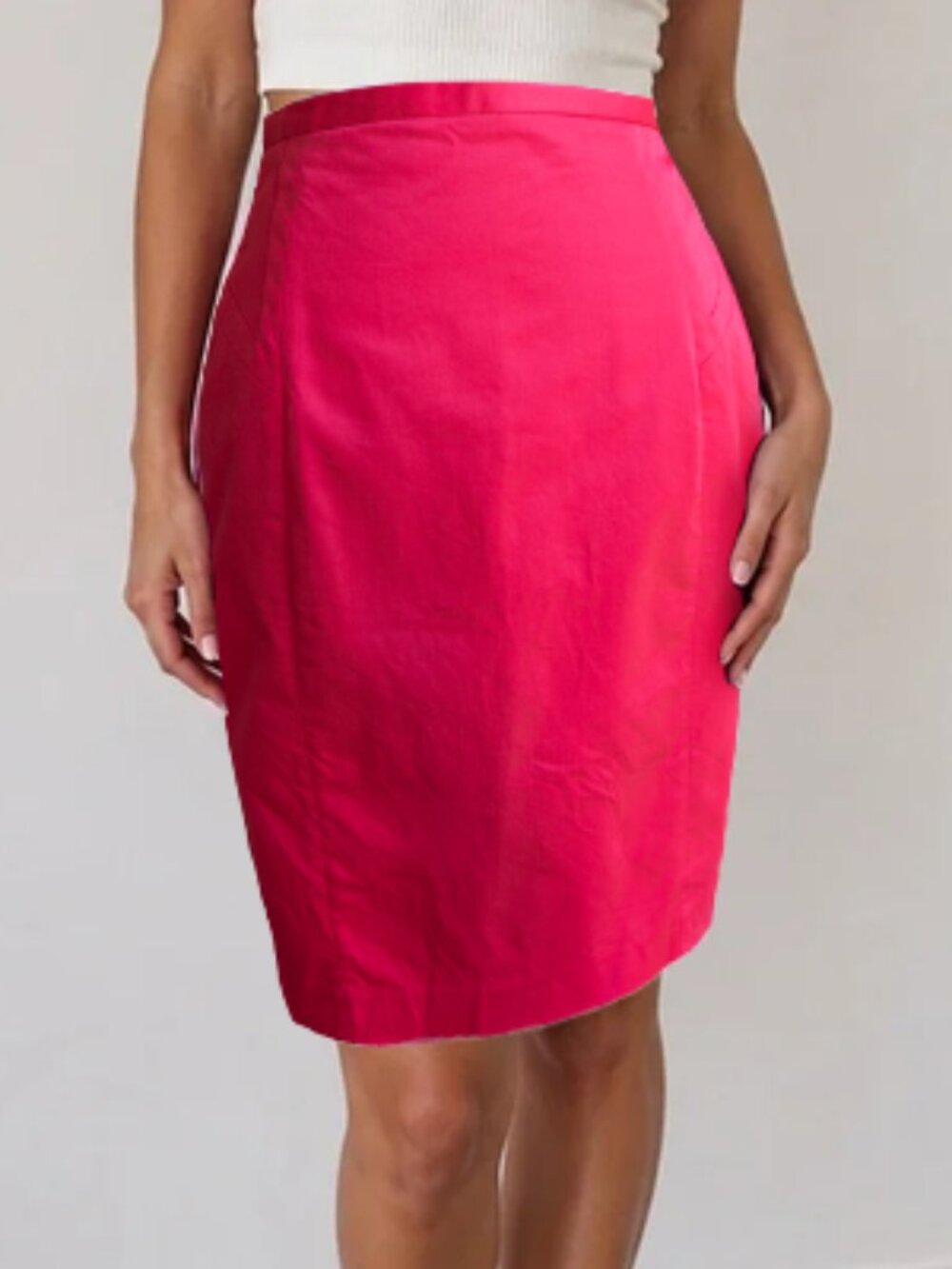 Express Pink Pencil Skirt Vintage y2k Cotton Stretch Retro Siren Contour Panel